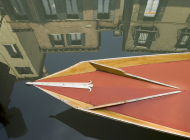 Bug eines roten Bootes
